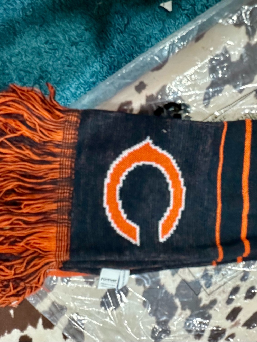 Chicago Bears Knit Scarf with Orange Fringe